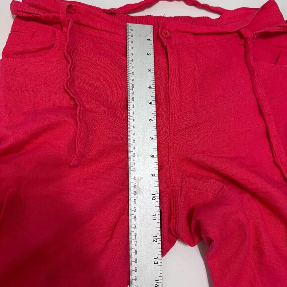 Contact Shorts Women's Size Large Pink Bermuda Linen Rayon Stretchy Waist Belt - Picture 7 of 11